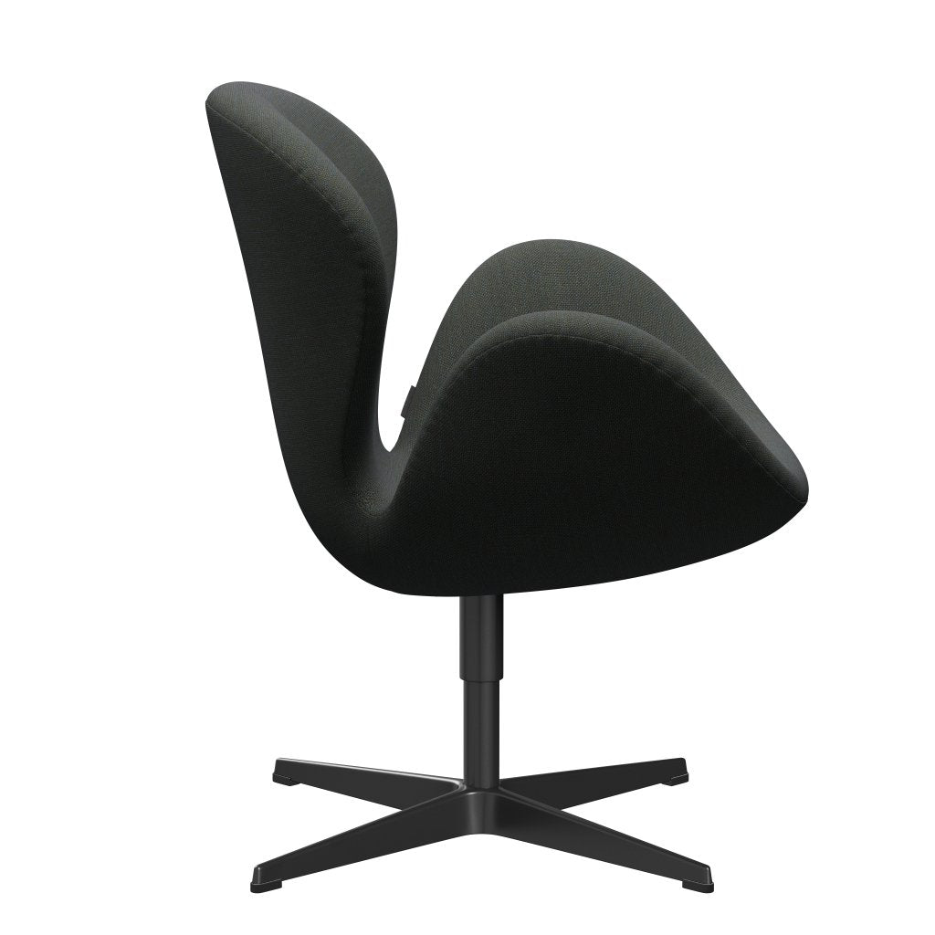 Fritz Hansen Swan Lounge Chair, Black Lacquered/Sunniva Navy/Olive