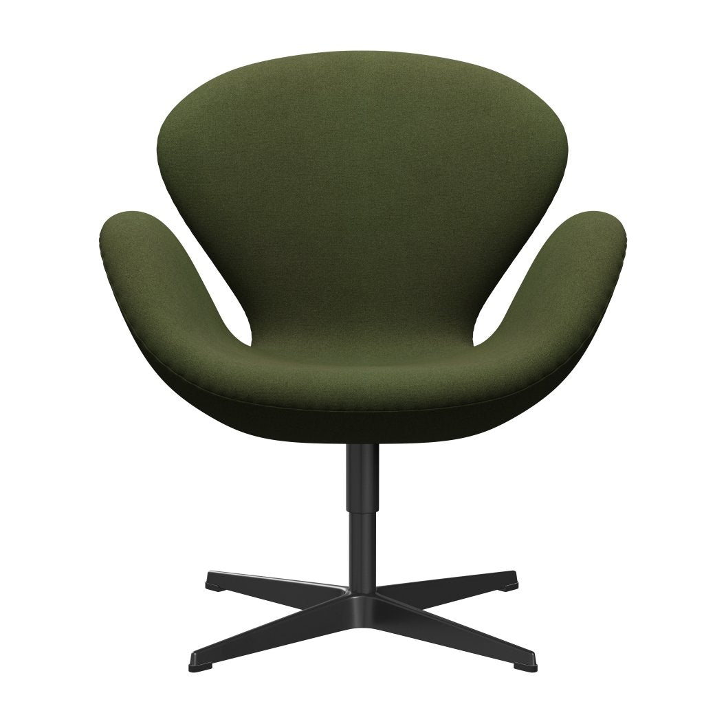 Fritz Hansen Swan Lounge Chair, Black Lacquered/Tonus Military Green