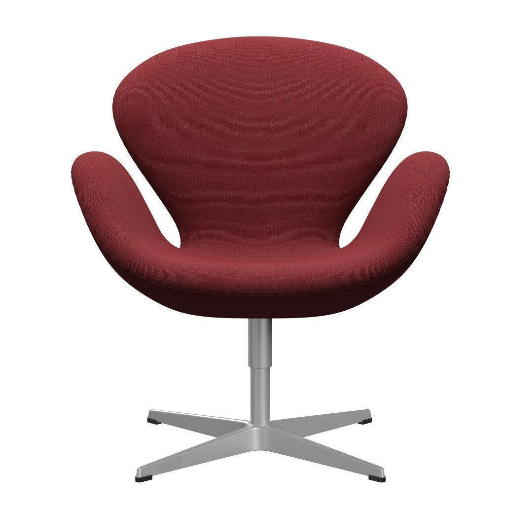 Fritz Hansen Swan Lounge Chair, Silver Grey/Steelcut Trio Dark Red