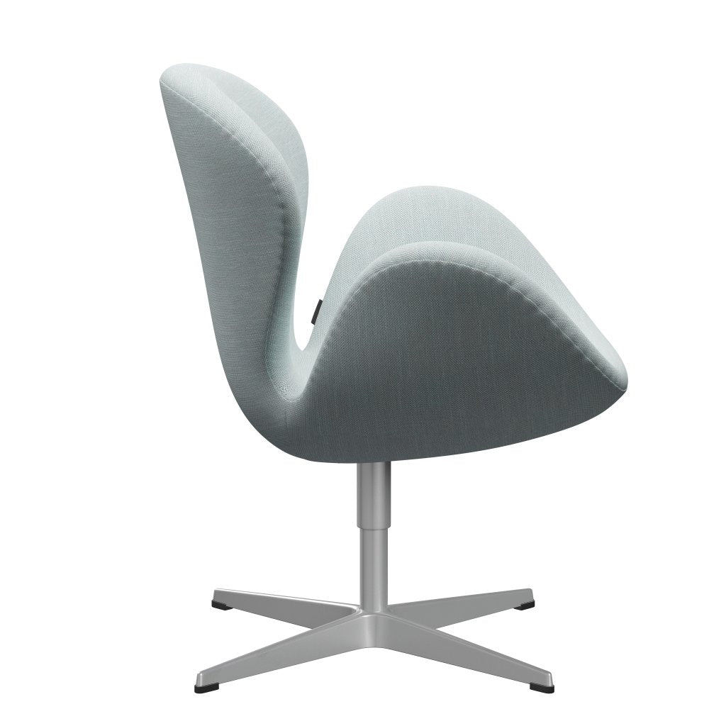 Fritz Hansen Swan Lounge Chair, Silver Grey/Sunniva White/Light Blue