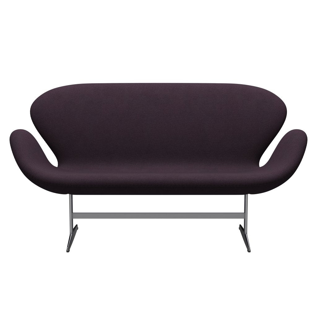 Fritz Hansen Swan Sofa 2 Seater, Satin Brushed Aluminium/Tonus Aubergine