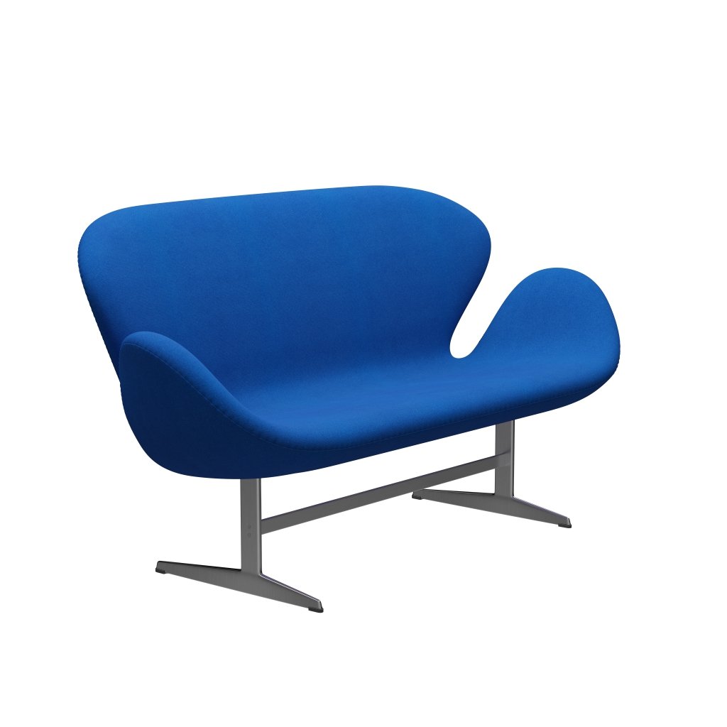 Fritz Hansen Swan Sofa 2, satynowy szczotkowany aluminium/tonus niebieski