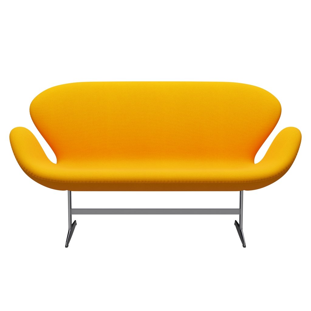 Fritz Hansen Swan Sofa 2, satynowy szczotkowany aluminium/tonus żółta pomarańcza