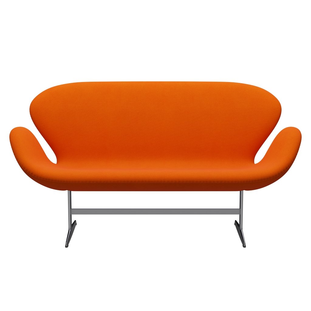 Fritz Hansen Swan Sofa 2, satynowy szczotkowany aluminium/tonus jasnopomarańczowy