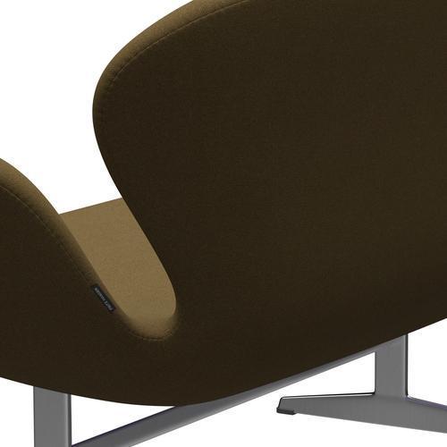 Fritz Hansen Swan Sofa 2 Seater, Satin Brushed Aluminium/Tonus Khaki Green
