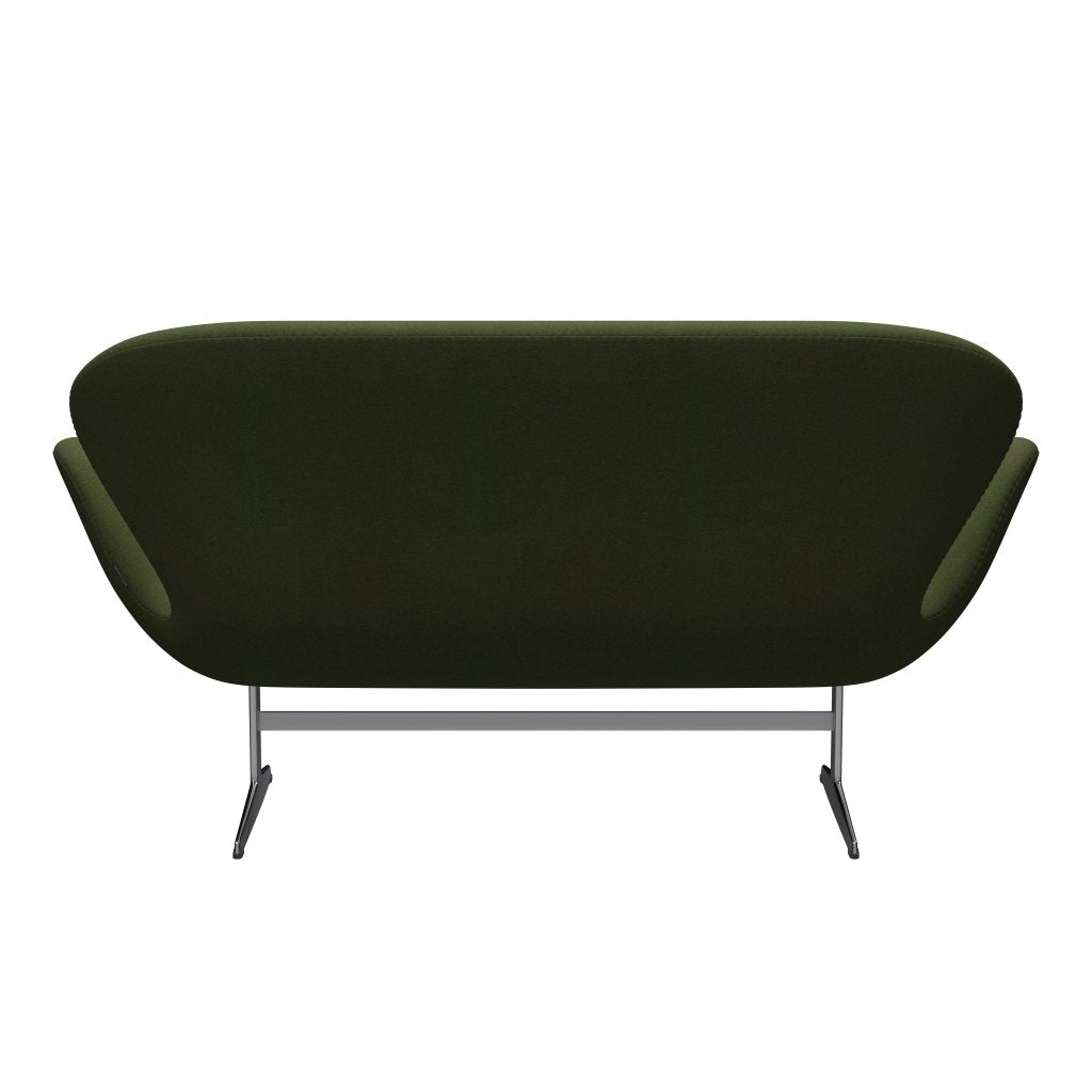 Fritz Hansen Swan Sofa 2 Seater, Satin Brushed Aluminium/Tonus Military Green