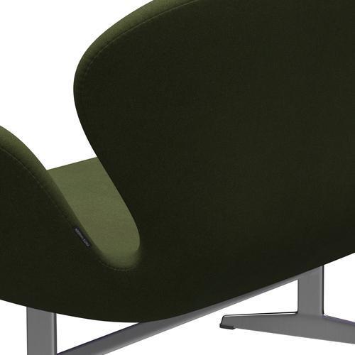 Fritz Hansen Swan Sofa 2 Seater, Satin Brushed Aluminium/Tonus Military Green