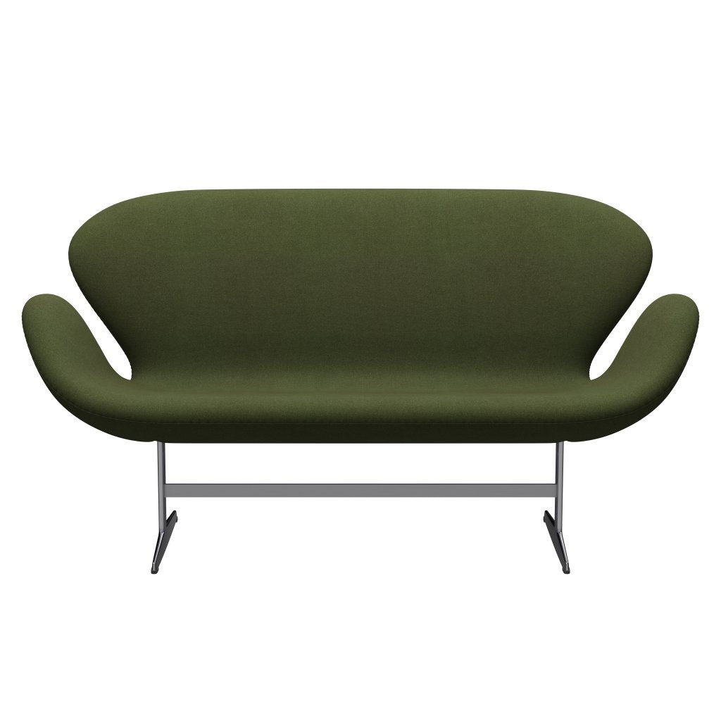 Fritz Hansen Swan Sofa 2, satynowy szczotkowany aluminium/tonus wojskowy zielony