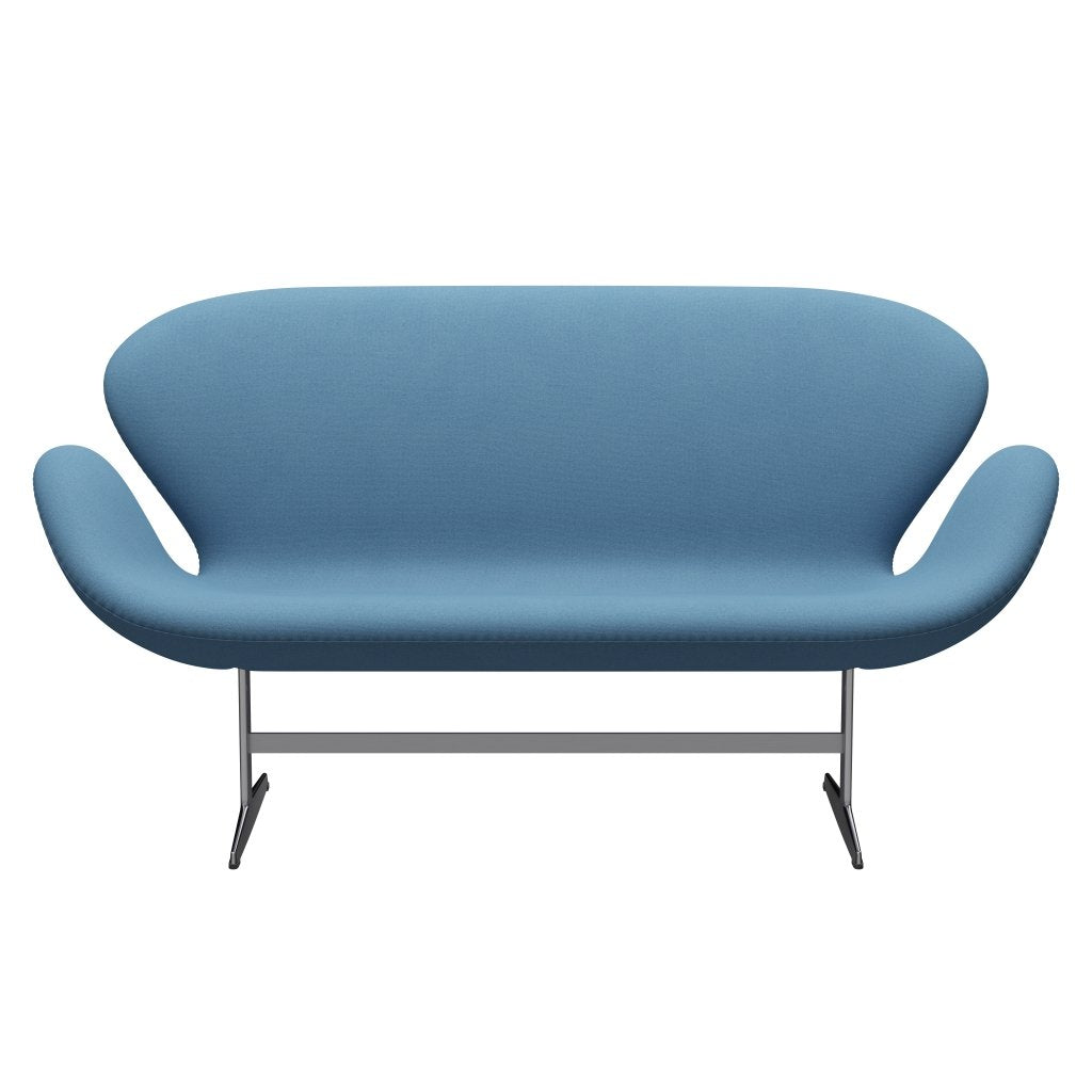 Fritz Hansen Swan Sofa 2, satynowy szczotkowany aluminium/tonus pastelowy niebieski