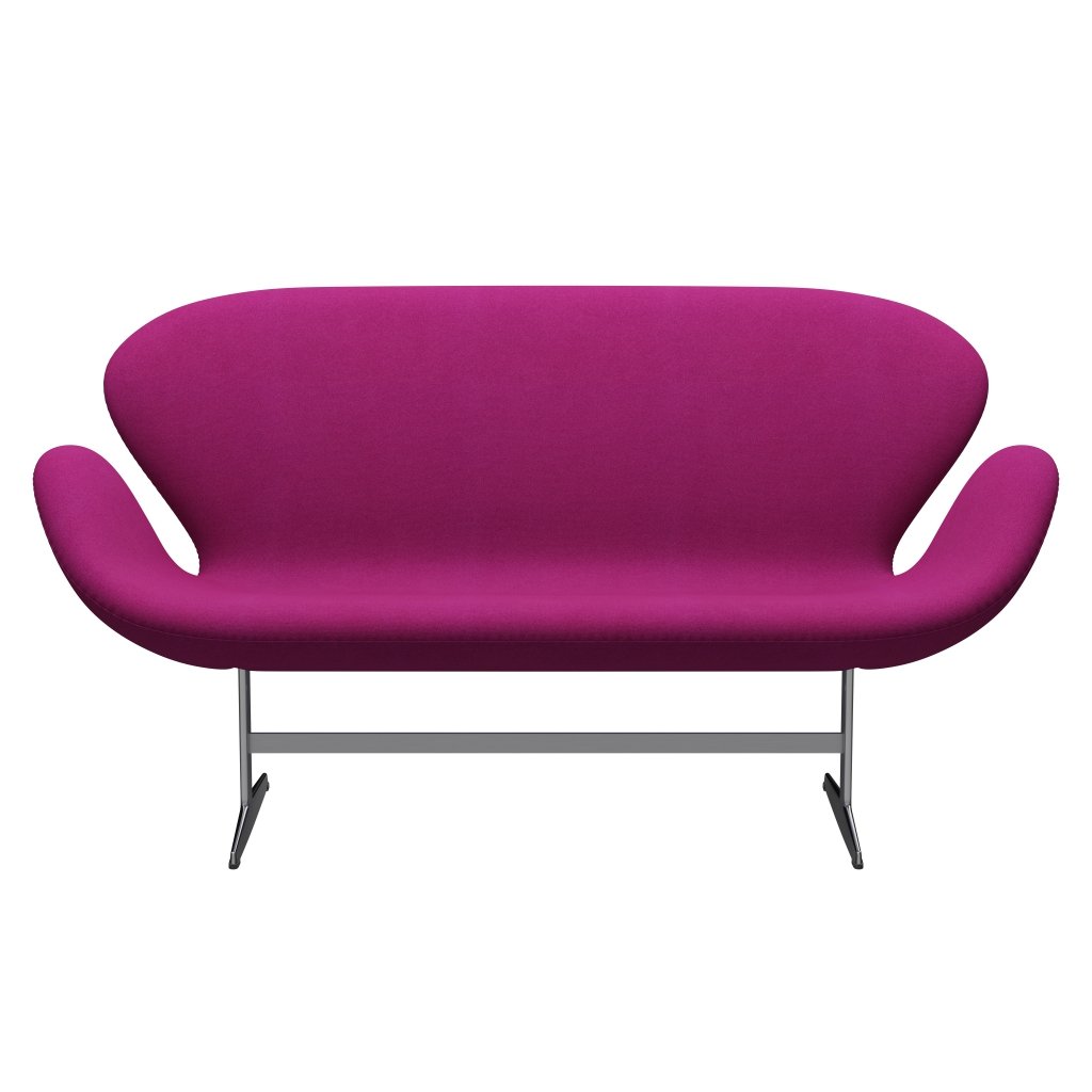 Fritz Hansen Swan Sofa 2 Seater, Satin Brushed Aluminium/Tonus Pink