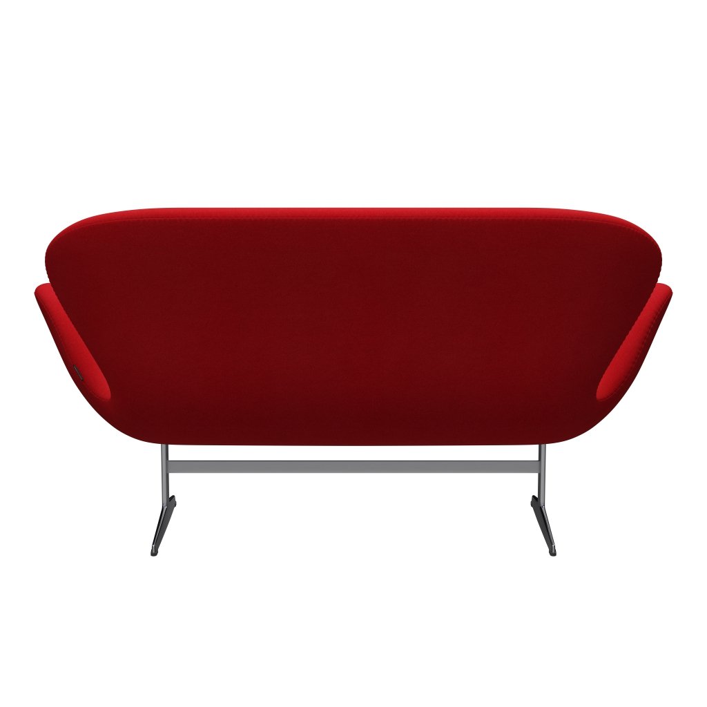 Fritz Hansen Swan Sofa 2 Seater, Satin Brushed Aluminium/Tonus Red