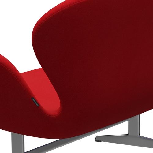 Fritz Hansen Swan Sofa 2 Seater, Satin Brushed Aluminium/Tonus Red