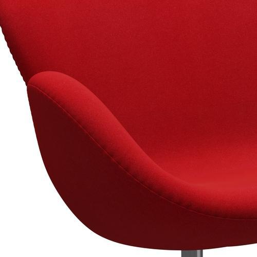 Fritz Hansen Swan Sofa 2 Seater, Satin Brushed Aluminium/Tonus Red