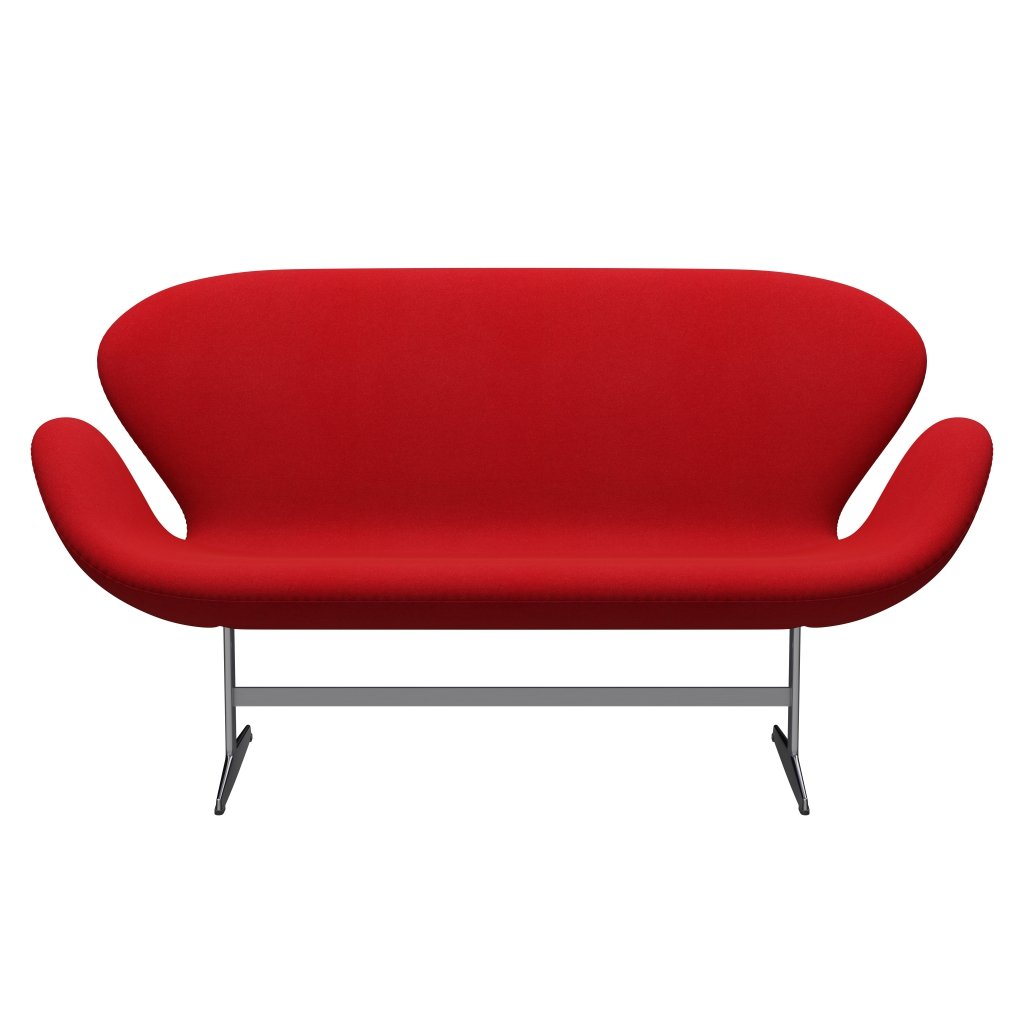 Fritz Hansen Swan Sofa 2, satynowy szczotkowany aluminium/tonus czerwony