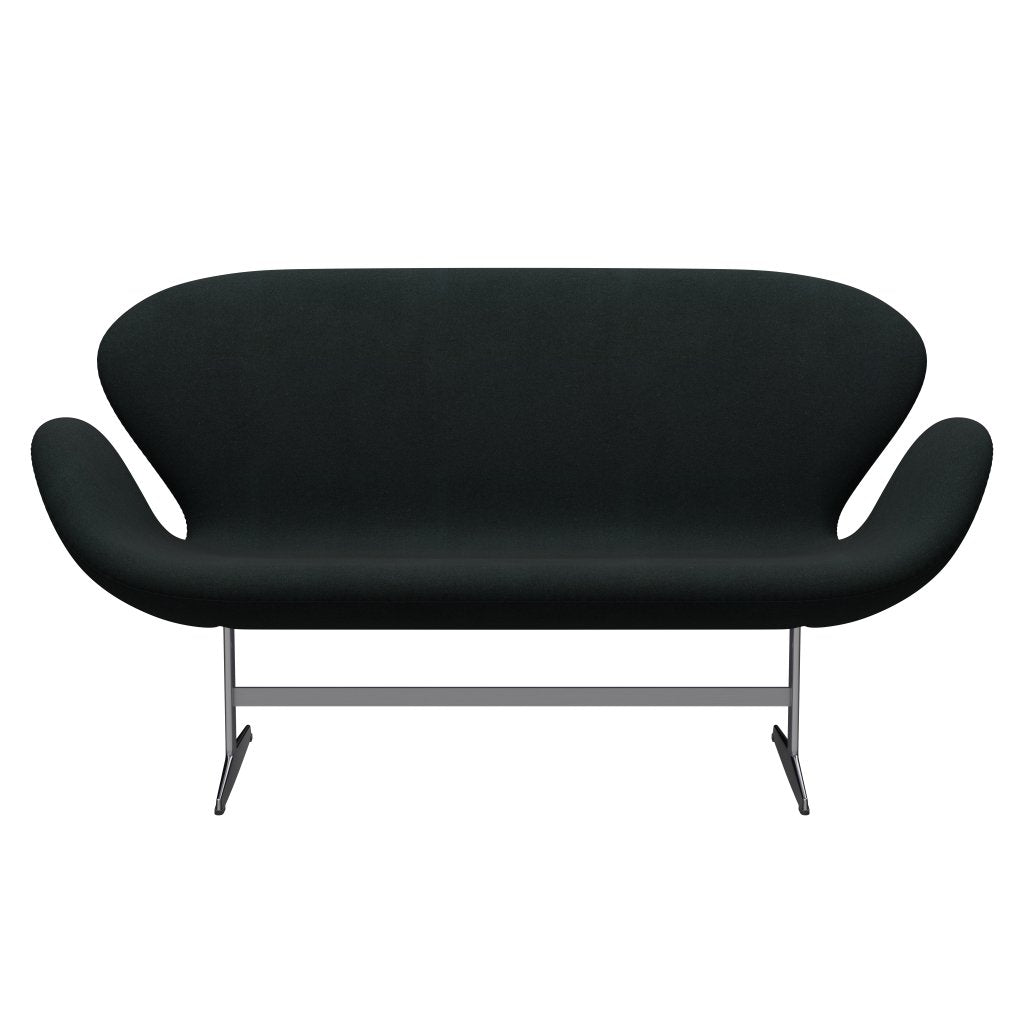 Fritz Hansen Swan Sofa 2 osobę, satynowy szczotkowany aluminium/tonus czarny