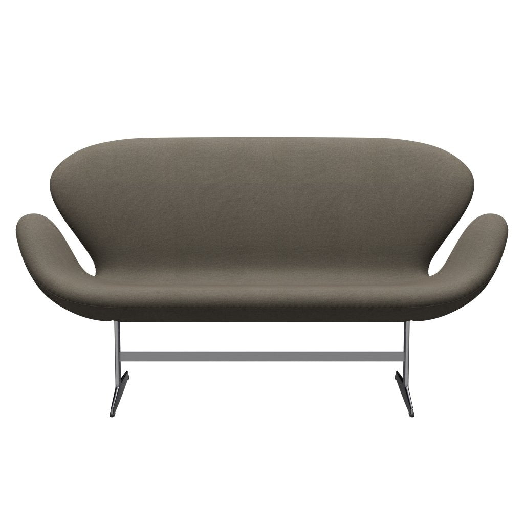 Fritz Hansen Swan Sofa 2 Seater, Satin Brushed Aluminium/Tonus Dusty Brown