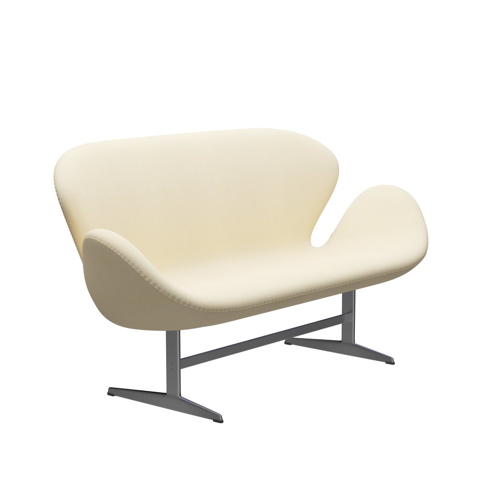 Fritz Hansen Swan Sofa 2, satynowy szczotkowany aluminium/tonus wełniany biały