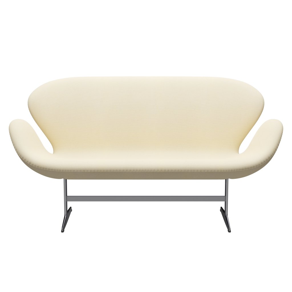 Fritz Hansen Swan Sofa 2, satynowy szczotkowany aluminium/tonus wełniany biały