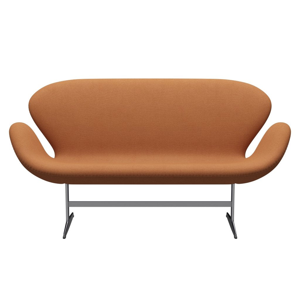 Fritz Hansen Swan Sofa 2 Seater, Satin Brushed Aluminium/Tonus Soft Orange