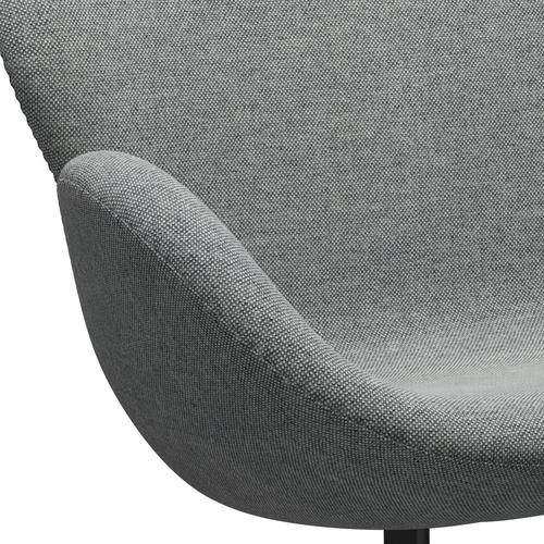Fritz Hansen Swan Sofa 2 Seater, Black Lacquered/Hallingdal White Grey