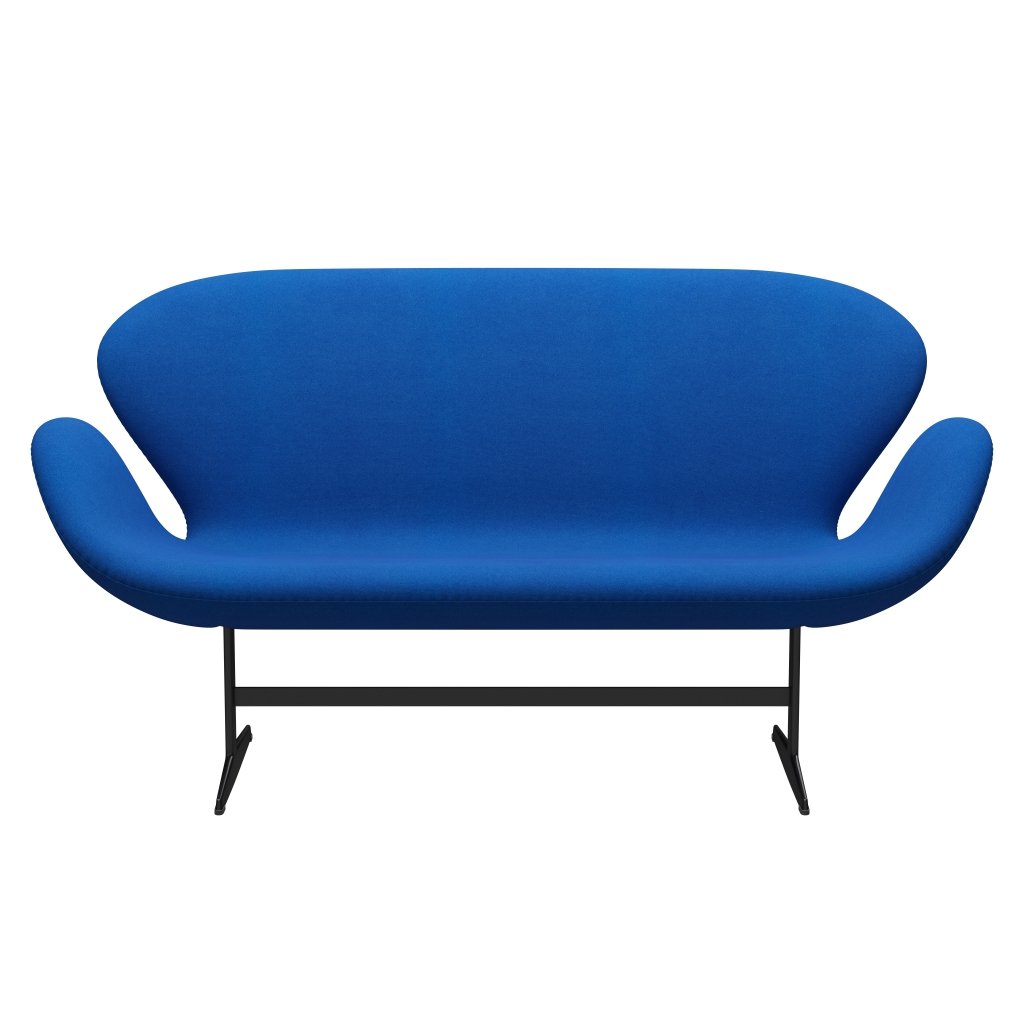 Fritz Hansen Swan Sofa 2 osobę, czarny lakier/tonus niebieski