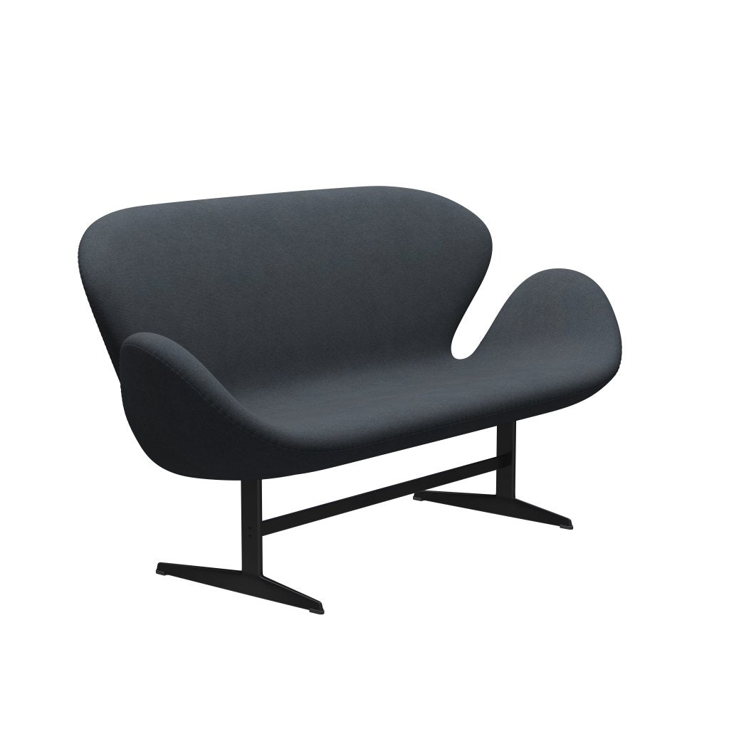 Fritz Hansen Swan Sofa 2 Seater, Black Lacquered/Tonus Dark Grey