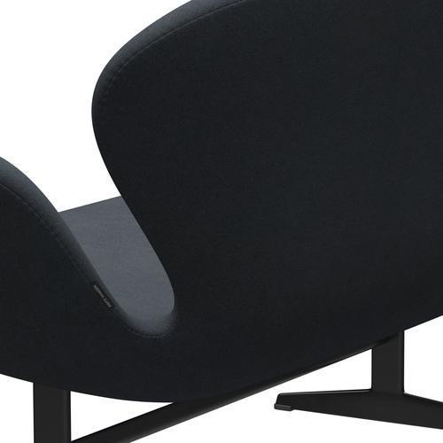 Fritz Hansen Swan Sofa 2 Seater, Black Lacquered/Tonus Dark Grey