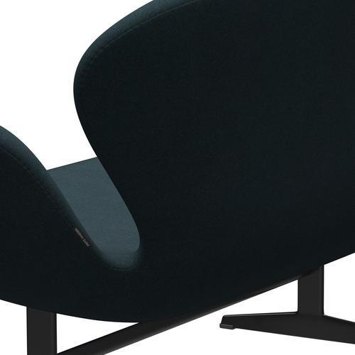 Fritz Hansen Swan Sofa 2 osobę, czarny lakier/tonus ciemnozielony