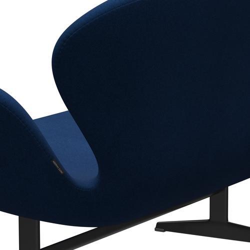 Fritz Hansen Swan Sofa 2 Seater, Black Lacquered/Tonus Dark Coral Blue