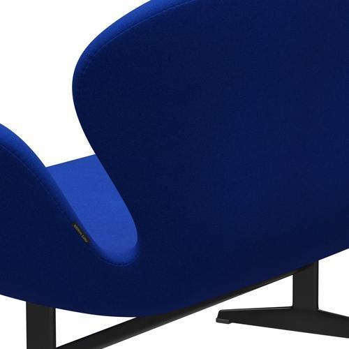 Fritz Hansen Swan Sofa 2 Seater, Black Lacquered/Tonus Light Blue