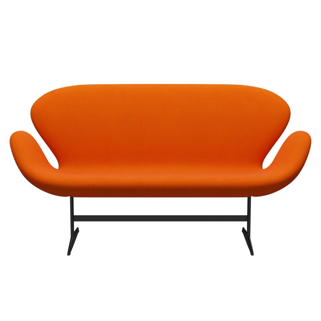 Fritz Hansen Swan Sofa 2 Seater, Black Lacquered/Tonus Light Orange