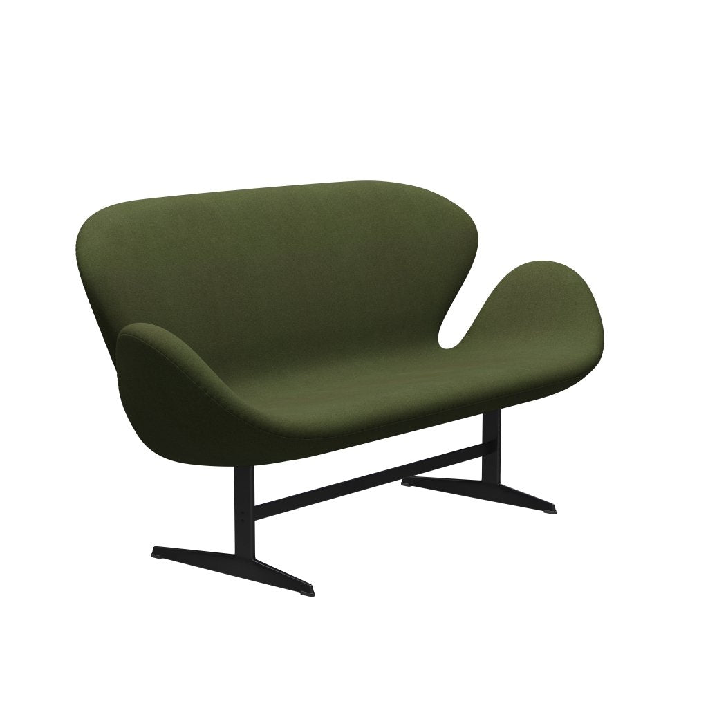 Fritz Hansen Swan Sofa 2 Seater, Black Lacquered/Tonus Military Green