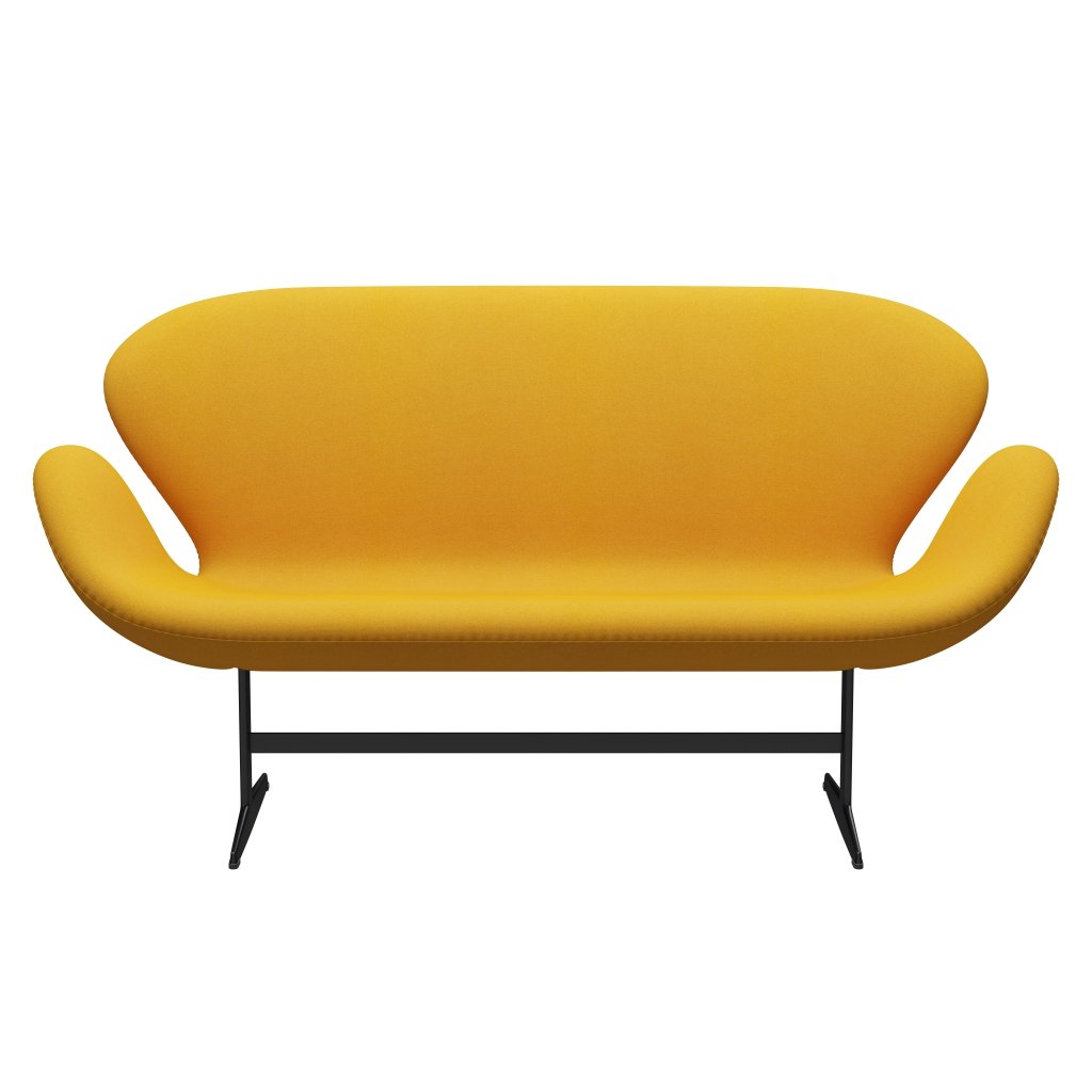 Fritz Hansen Swan Sofa 2 osobę, czarna lakierowana/tonus musztarda