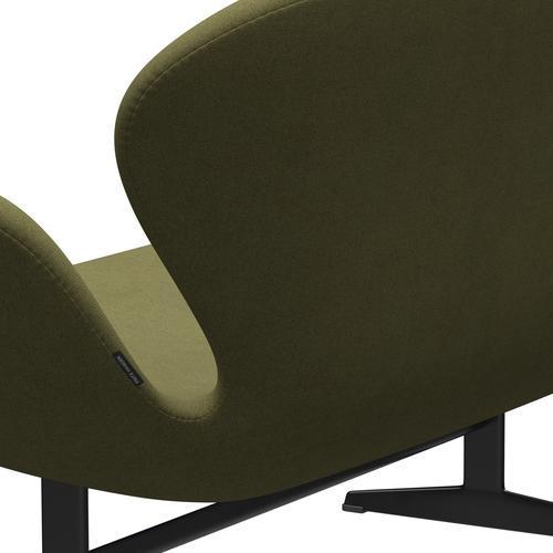 Fritz Hansen Swan Sofa 2 Seater, Black Lacquered/Tonus Dusty Green