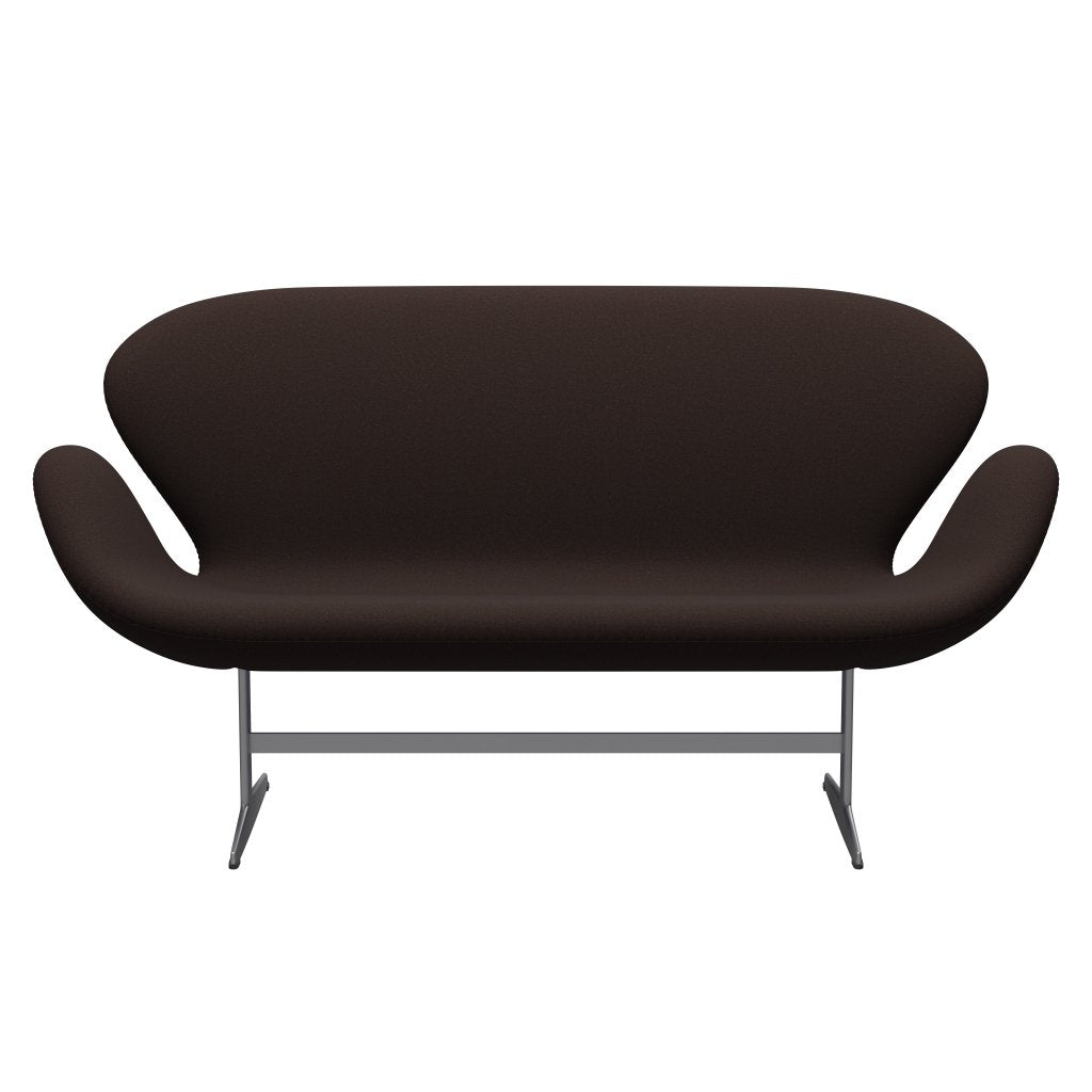 Fritz Hansen Swan Sofa 2 Seater, Silver Grey/Tonus Dark Brown