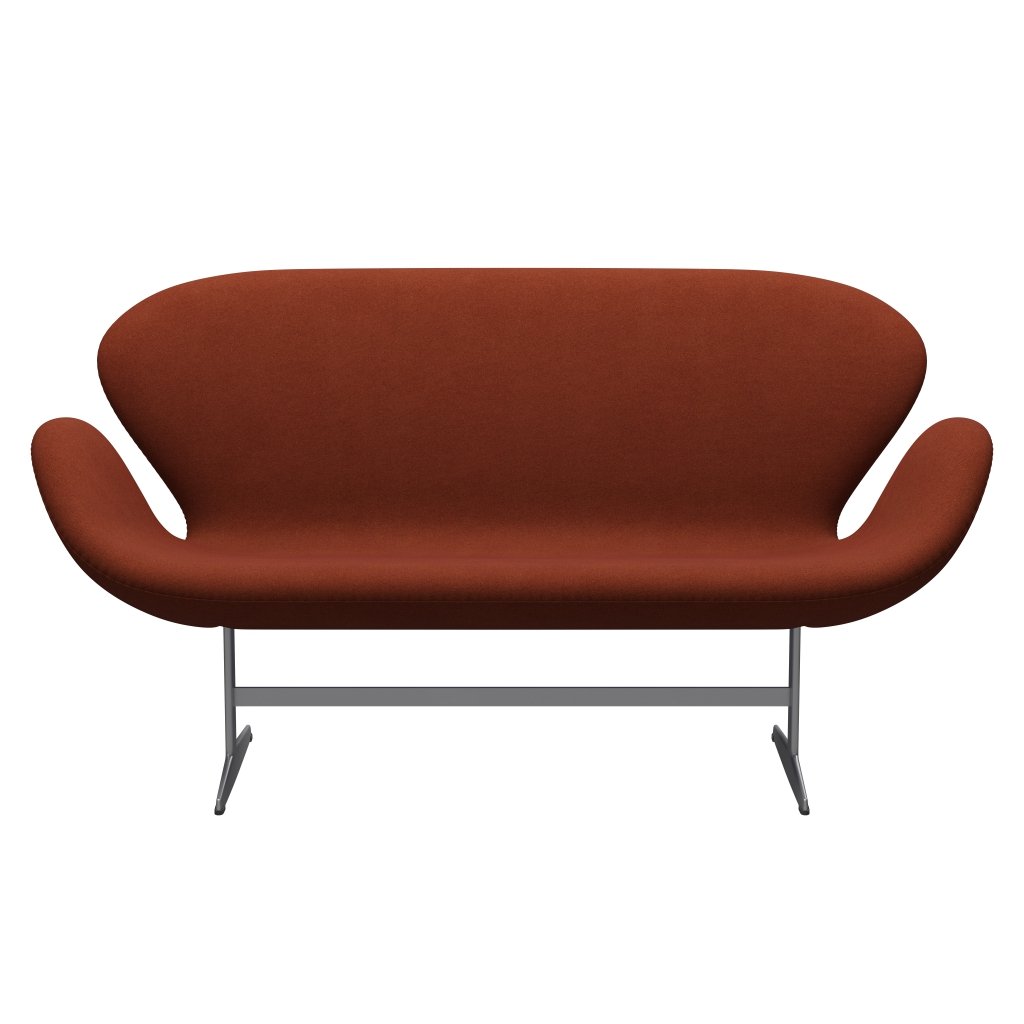 Fritz Hansen Swan Sofa 2 osobę, srebrny szary/tonus rdza