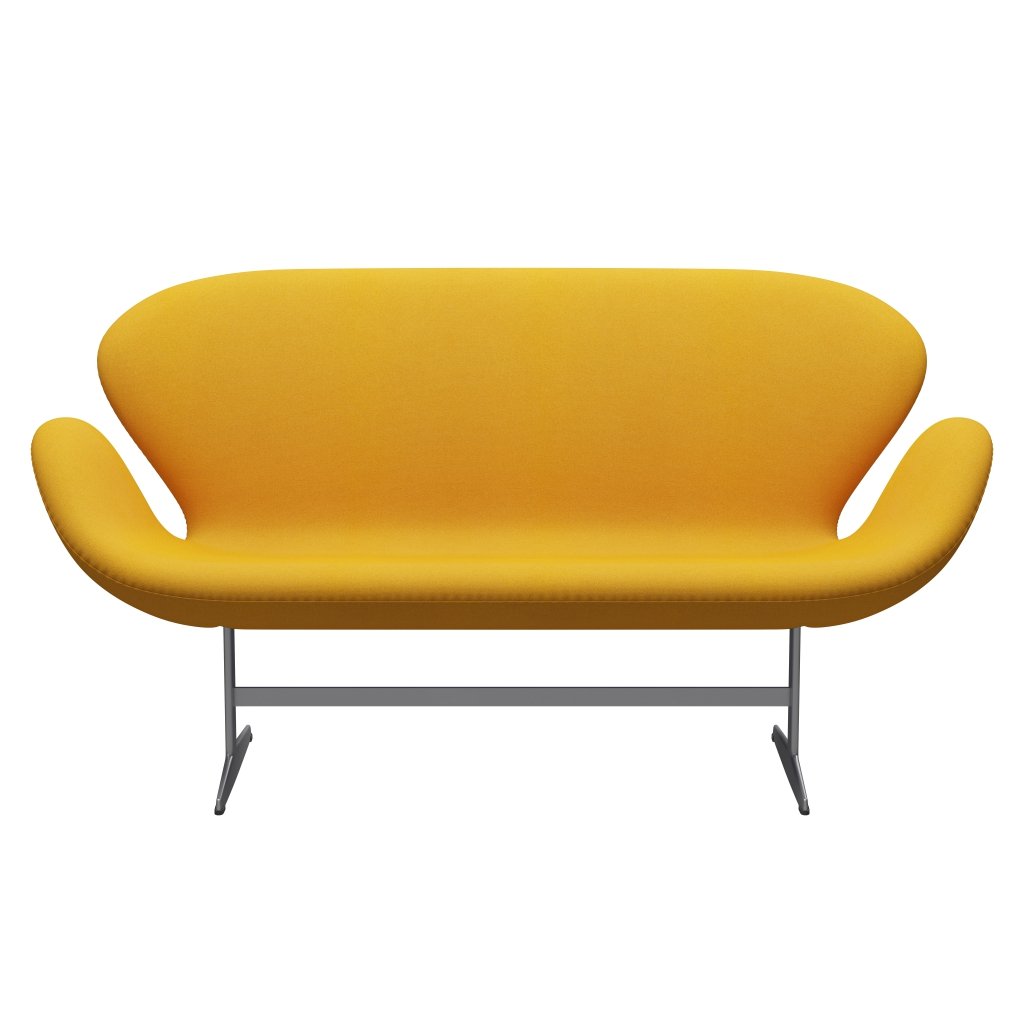 Fritz Hansen Swan Sofa 2 osobę, srebrna szara/tonus musztarda