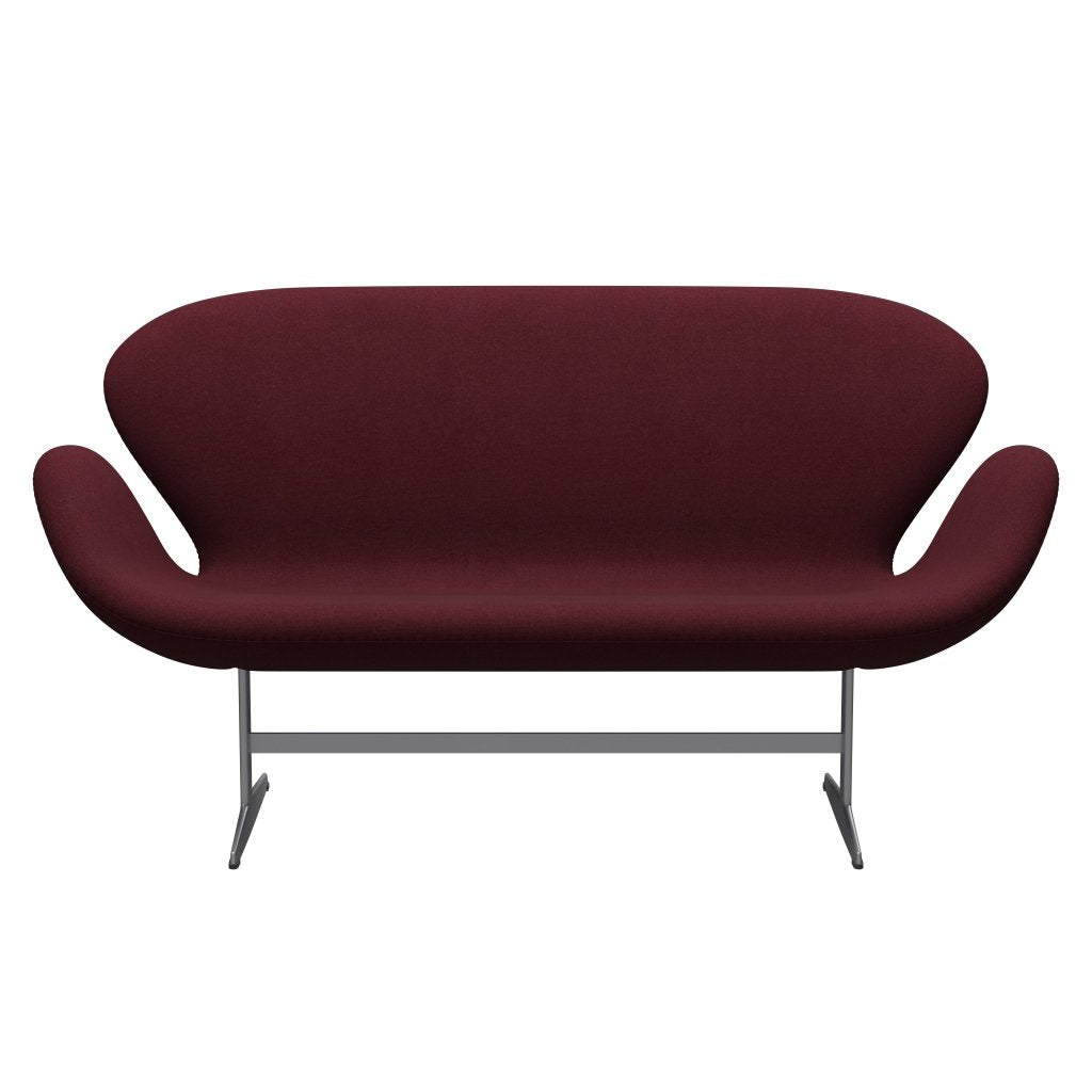 Fritz Hansen Swan Sofa 2 osobę, srebrny szary/tonus wino czerwony