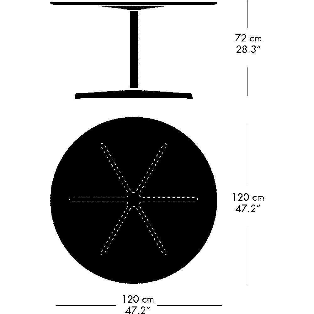 Okrągły stół jadalny Fritz Hansen Ø120 cm, szary bromo/czarny