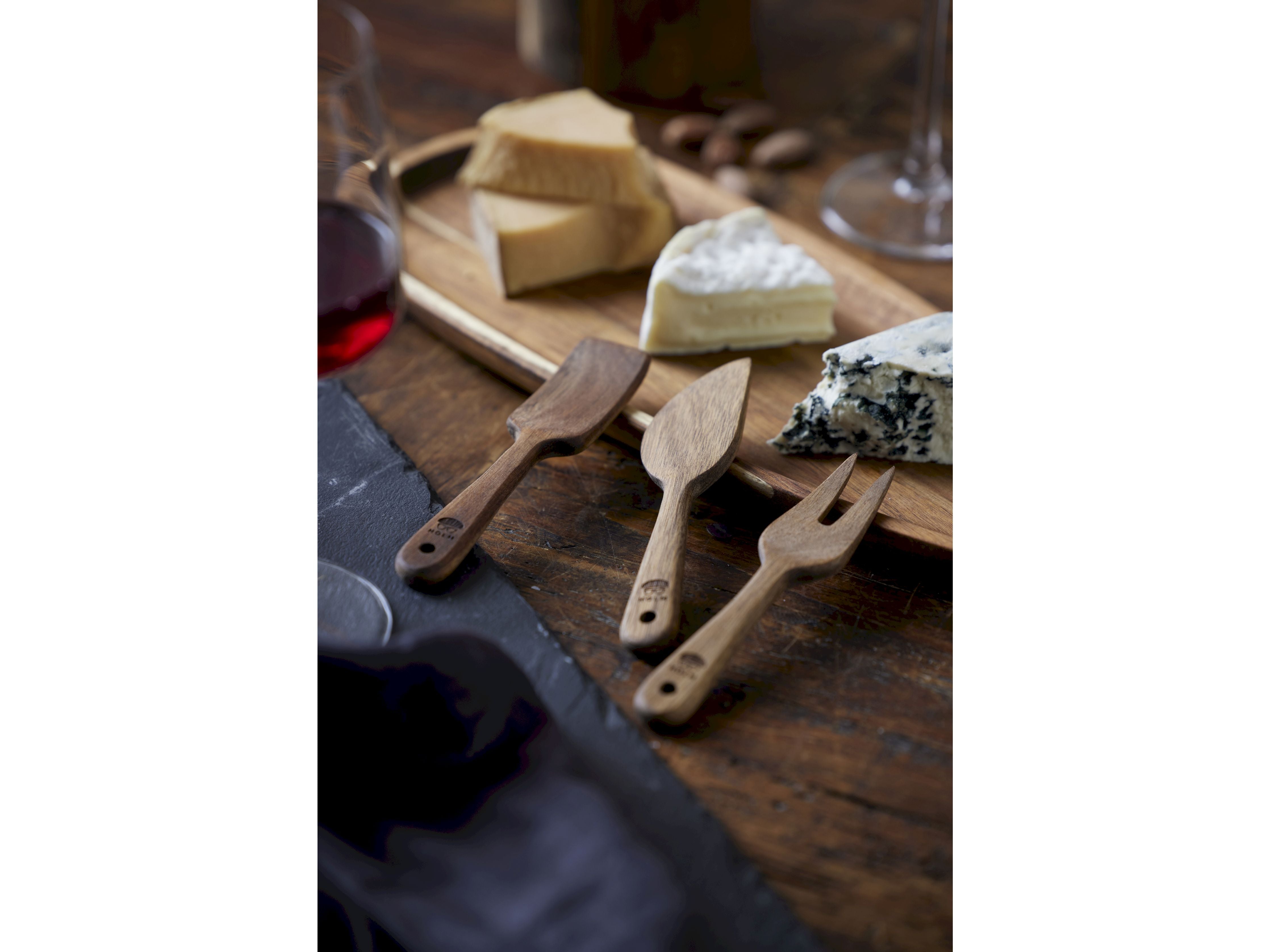 Holm Cheese Knife Set Of 3, Acacia Wood