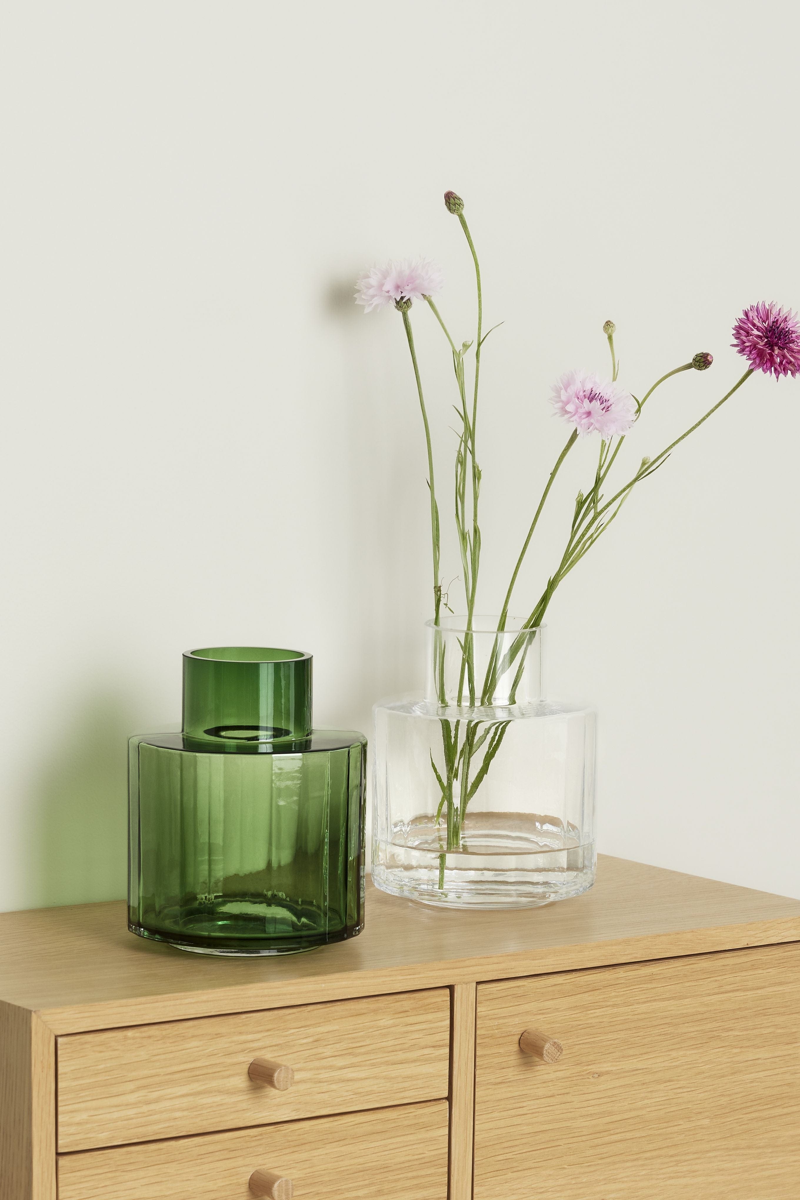 Hübsch aster wazon szklany zielony/przezroczysty s/2