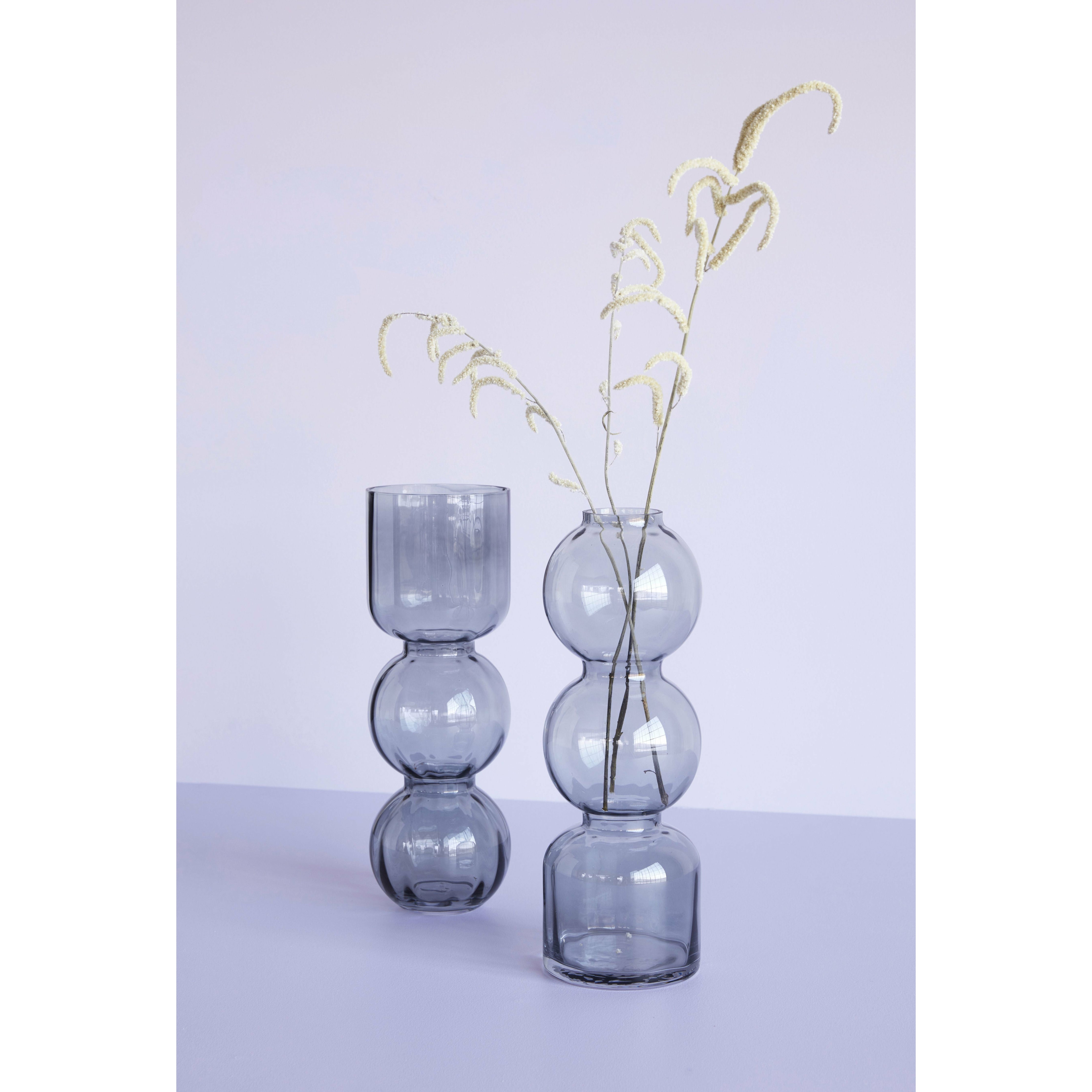 Hübsch Circle Vase Glass Smoky Grey Set Of 2