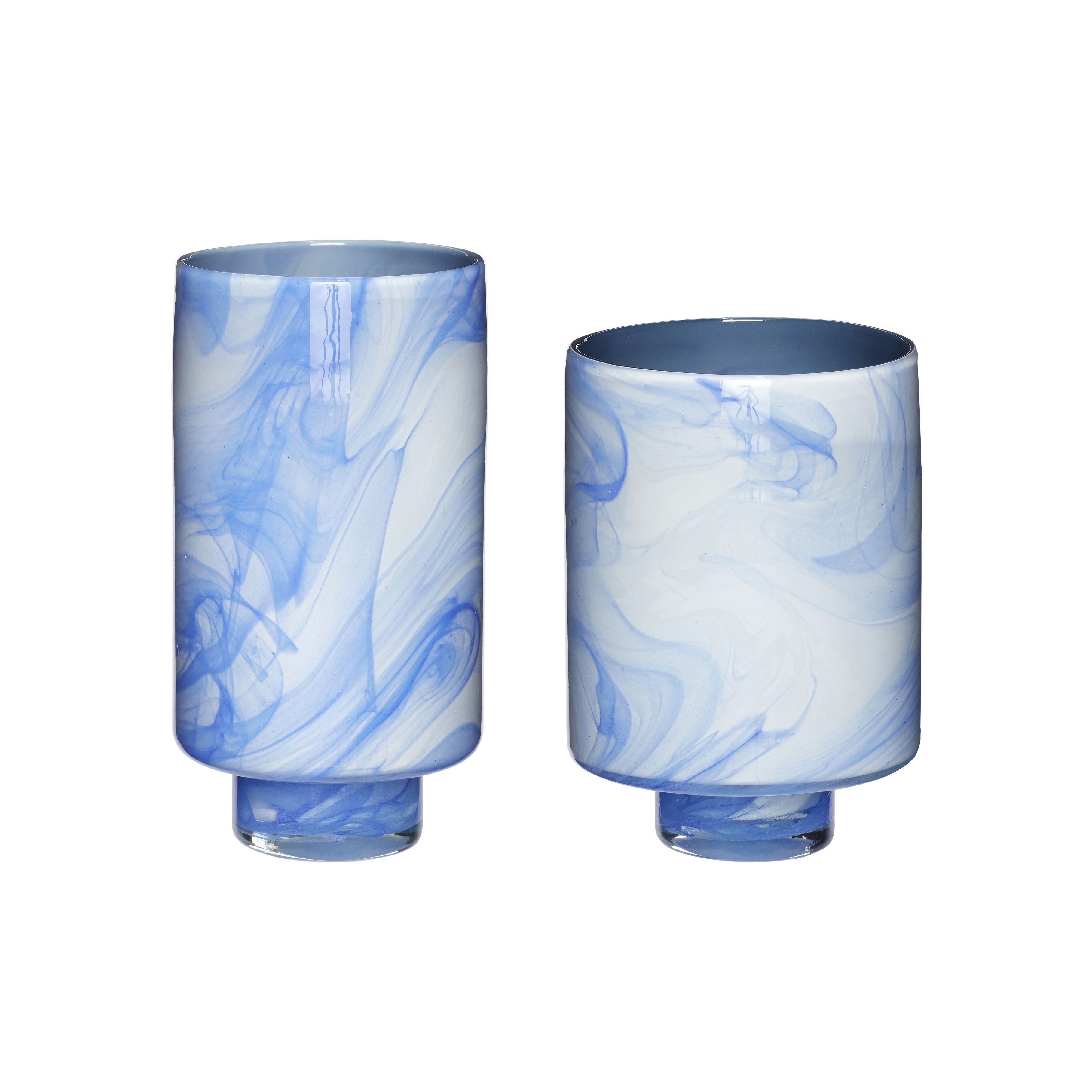 Hübsch Cloud Wazon Glass White/Blue S/2