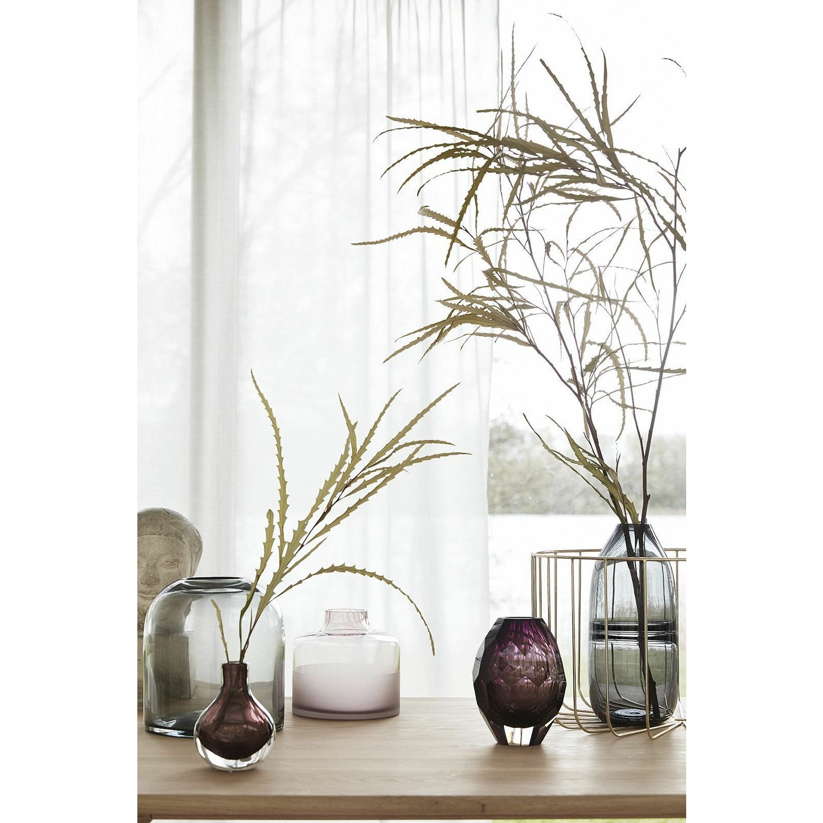 Hübsch Dome Vase Glass Smoky Grey Set Of 2