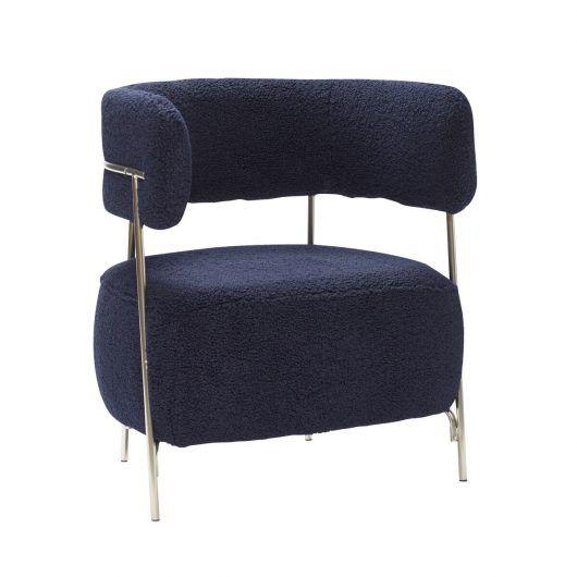 Hübsch Teddy Lounge Chair Polyester/Metal Blue/Nickel