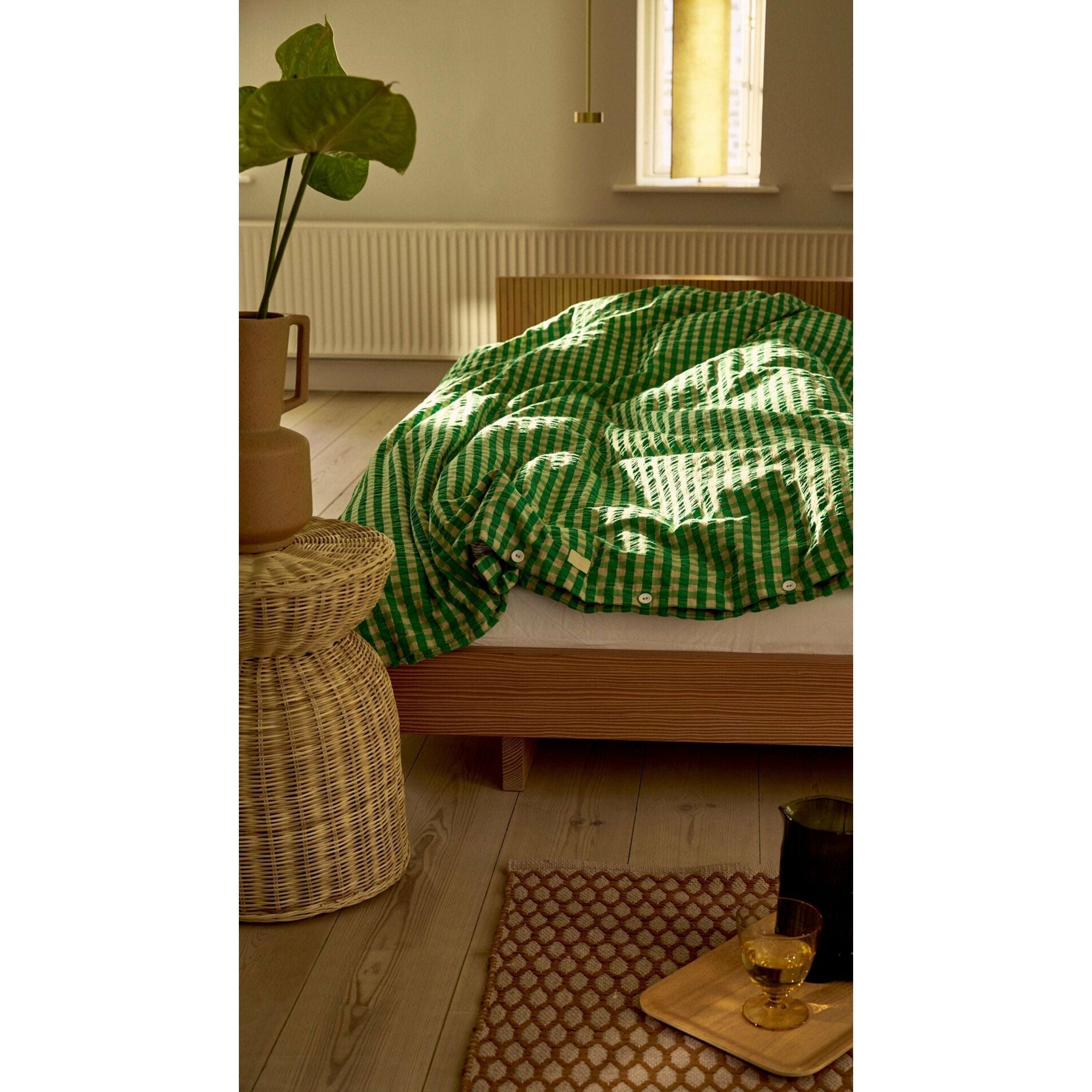 Juna Bæk & Bølge Bed Linen 140x200 cm, zielony/piasek