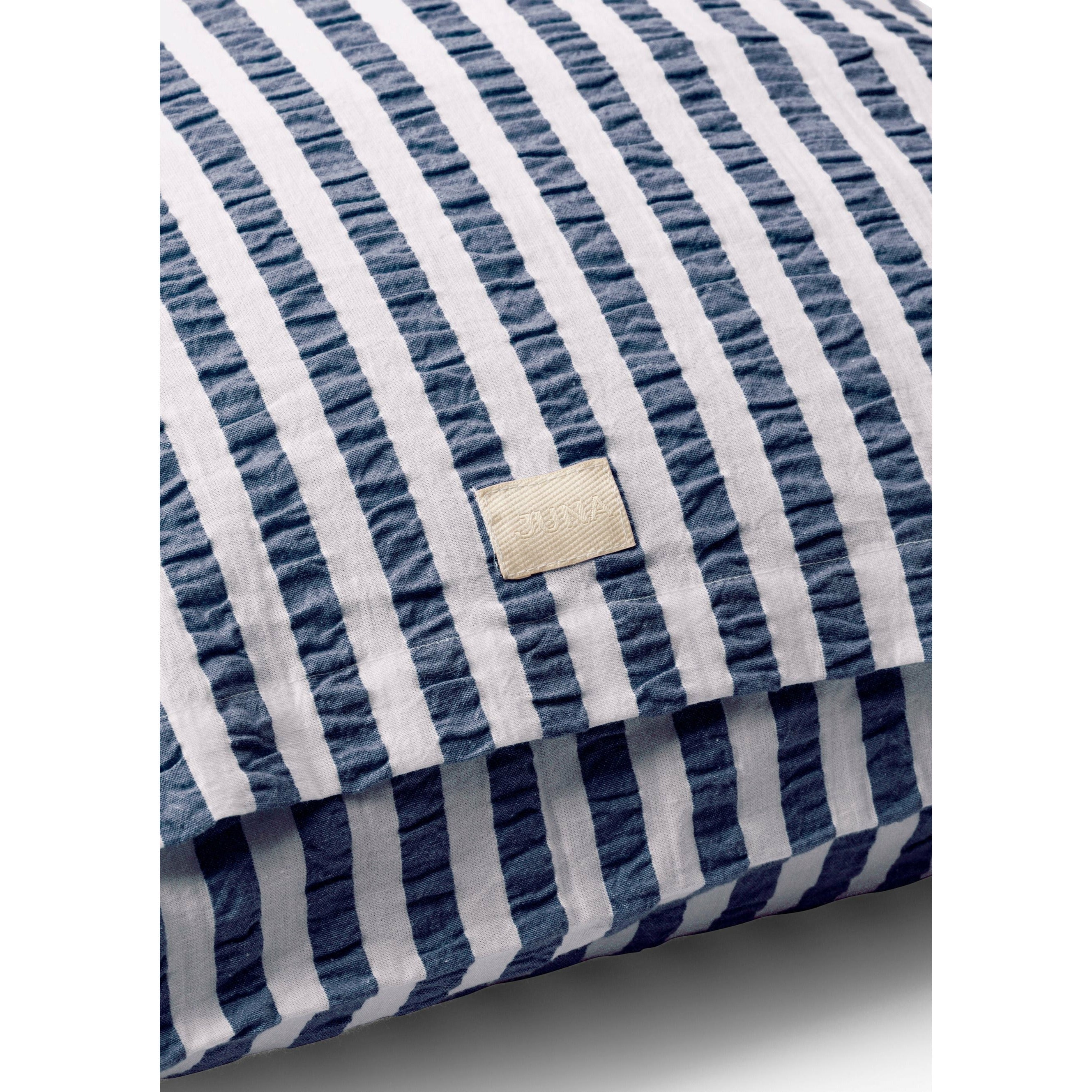 Juna Bæk & Bølge Lines Pillowcase 63x60 cm, ciemnoniebieski/biały