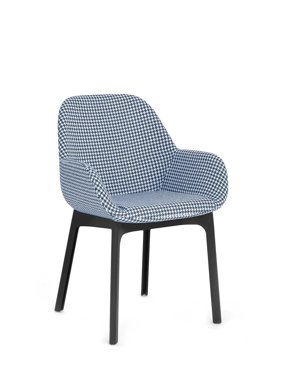 Fotel Kartell, czarny/houndstooth niebieski