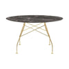 Kartell Glossy Table Round Marble, Gold/Brown Emperador