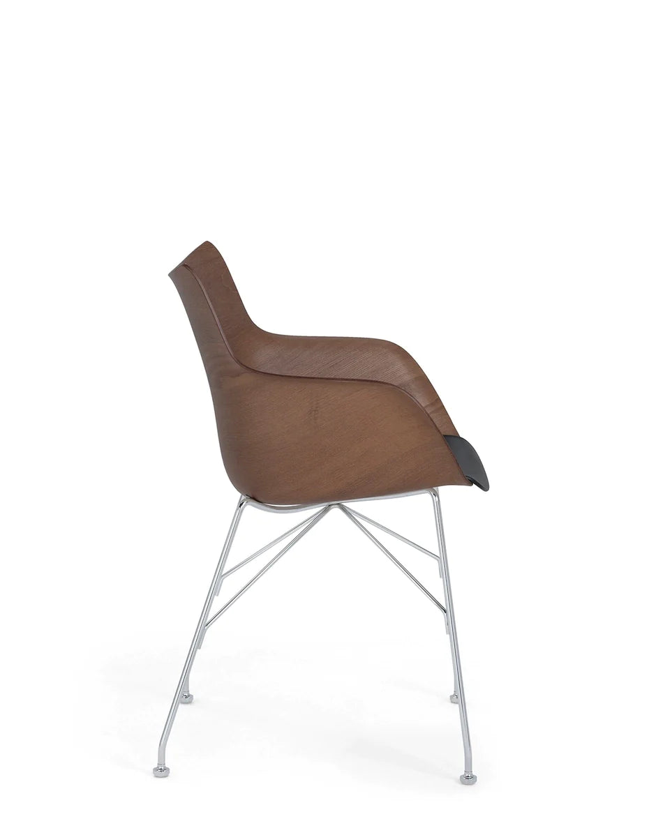 Kartell Q/Wood Fotel Podstawowa okleina, ciemne drewno/chrom